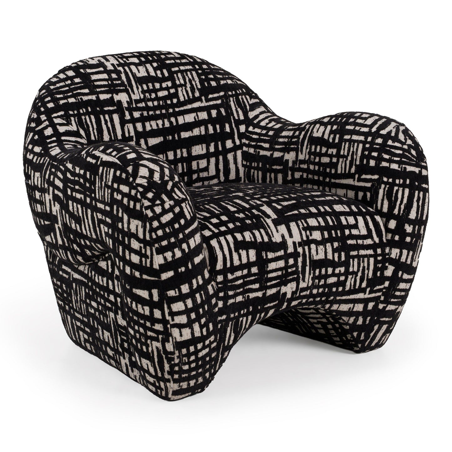 Hurd - Modern Black + Beige Pattern Fabric Accent Chair