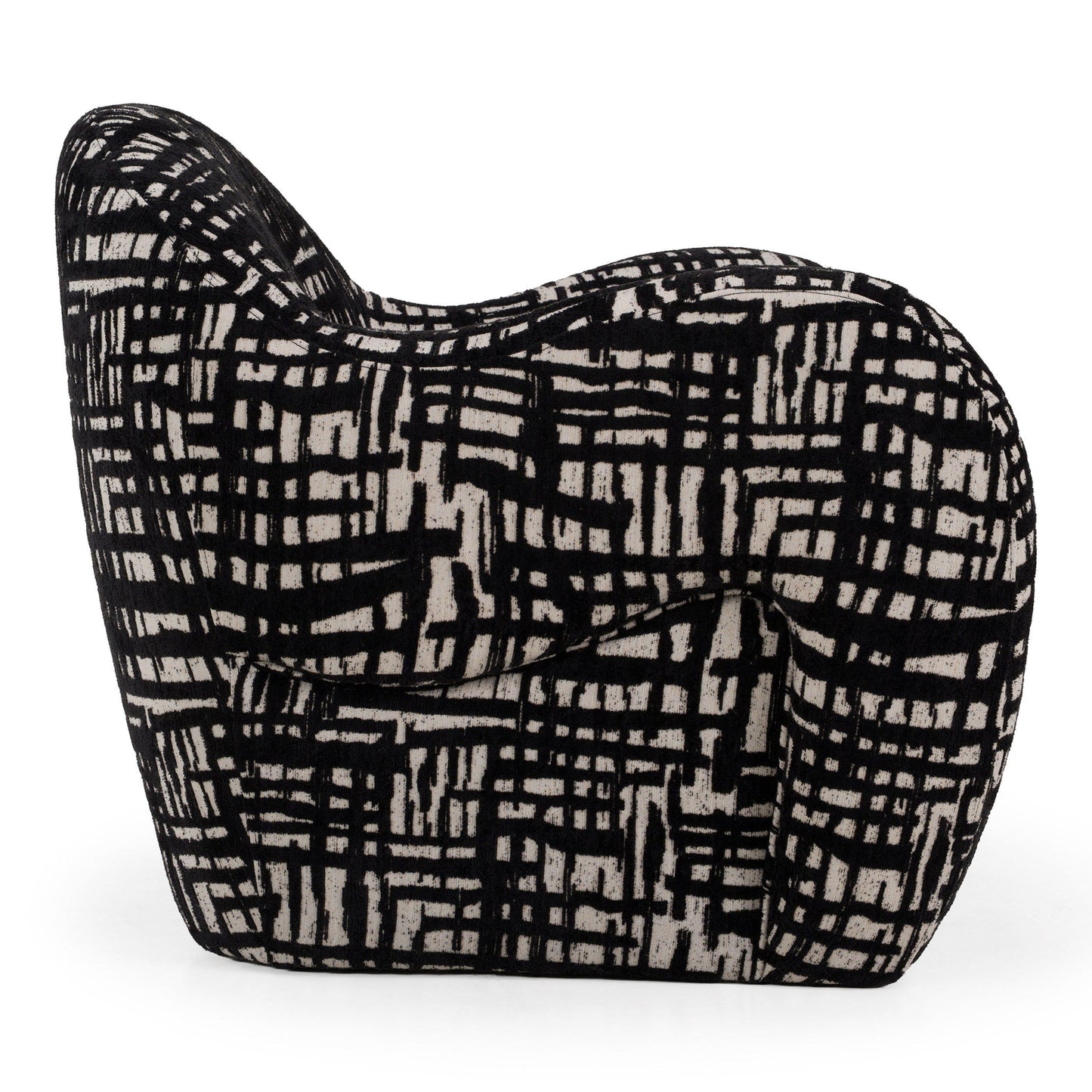 Hurd - Modern Black + Beige Pattern Fabric Accent Chair