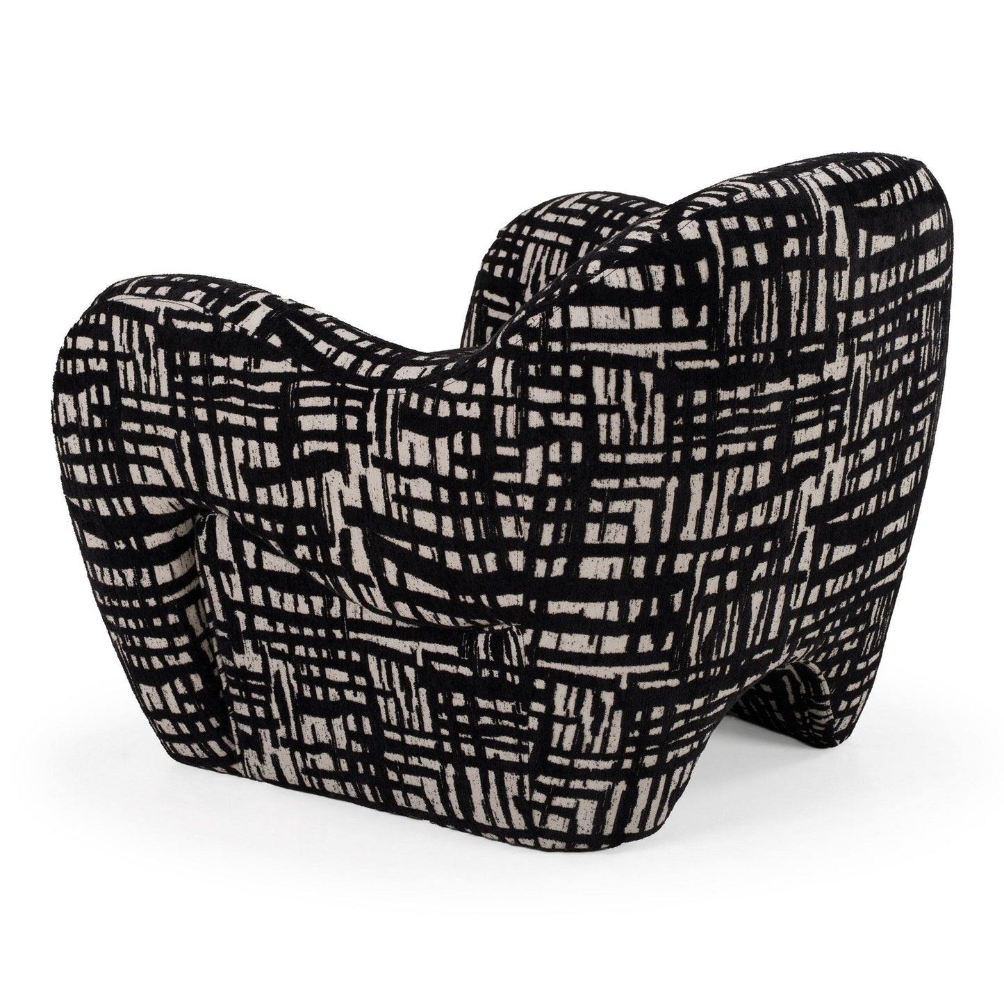 Hurd - Modern Black + Beige Pattern Fabric Accent Chair