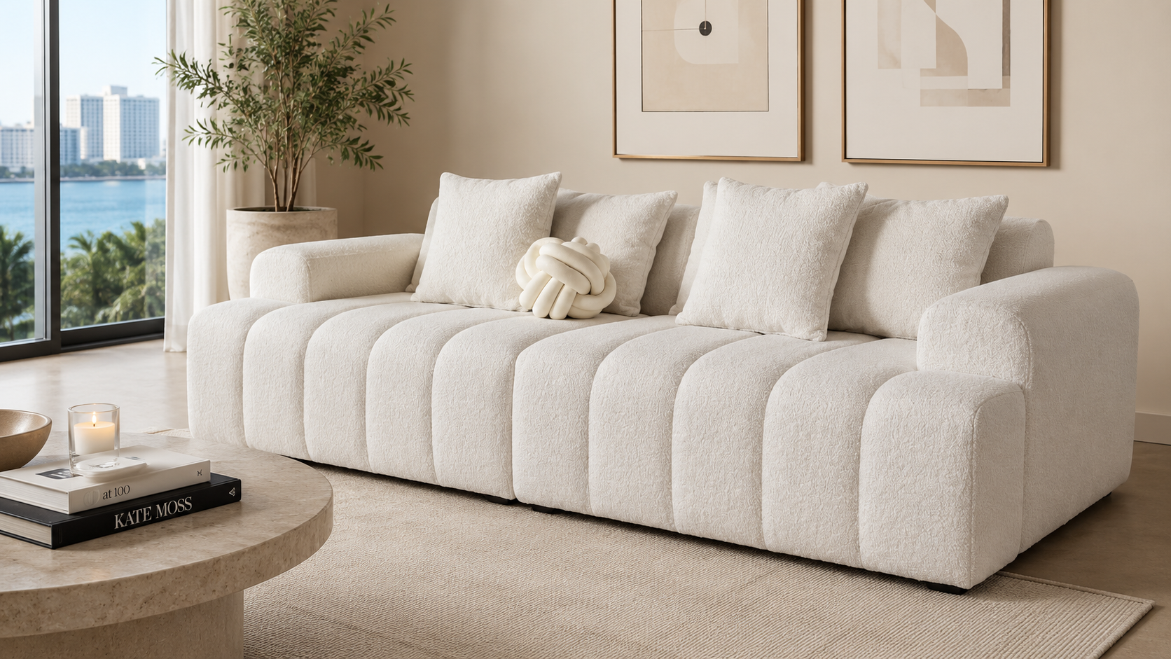 Isabela 2-piece custom sofa in cream upholstery