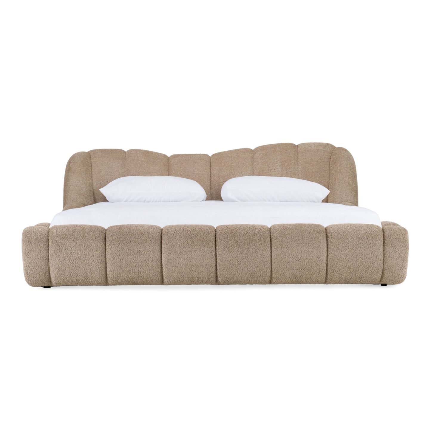 Janine modern tan fabric bed main view