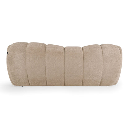 Janine modern tan fabric bed side view