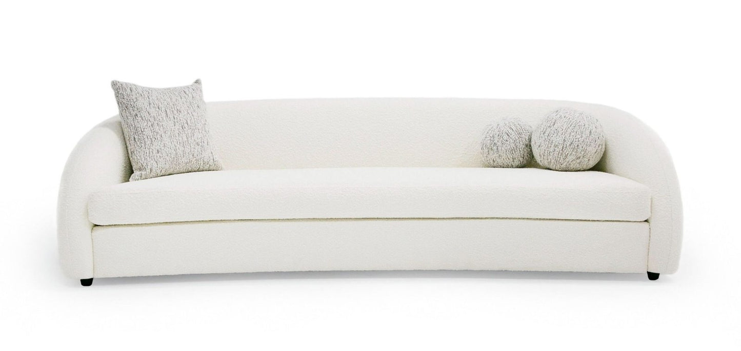 Joana Modern 4-Seater Curved White and Taupe Fabric Sofa