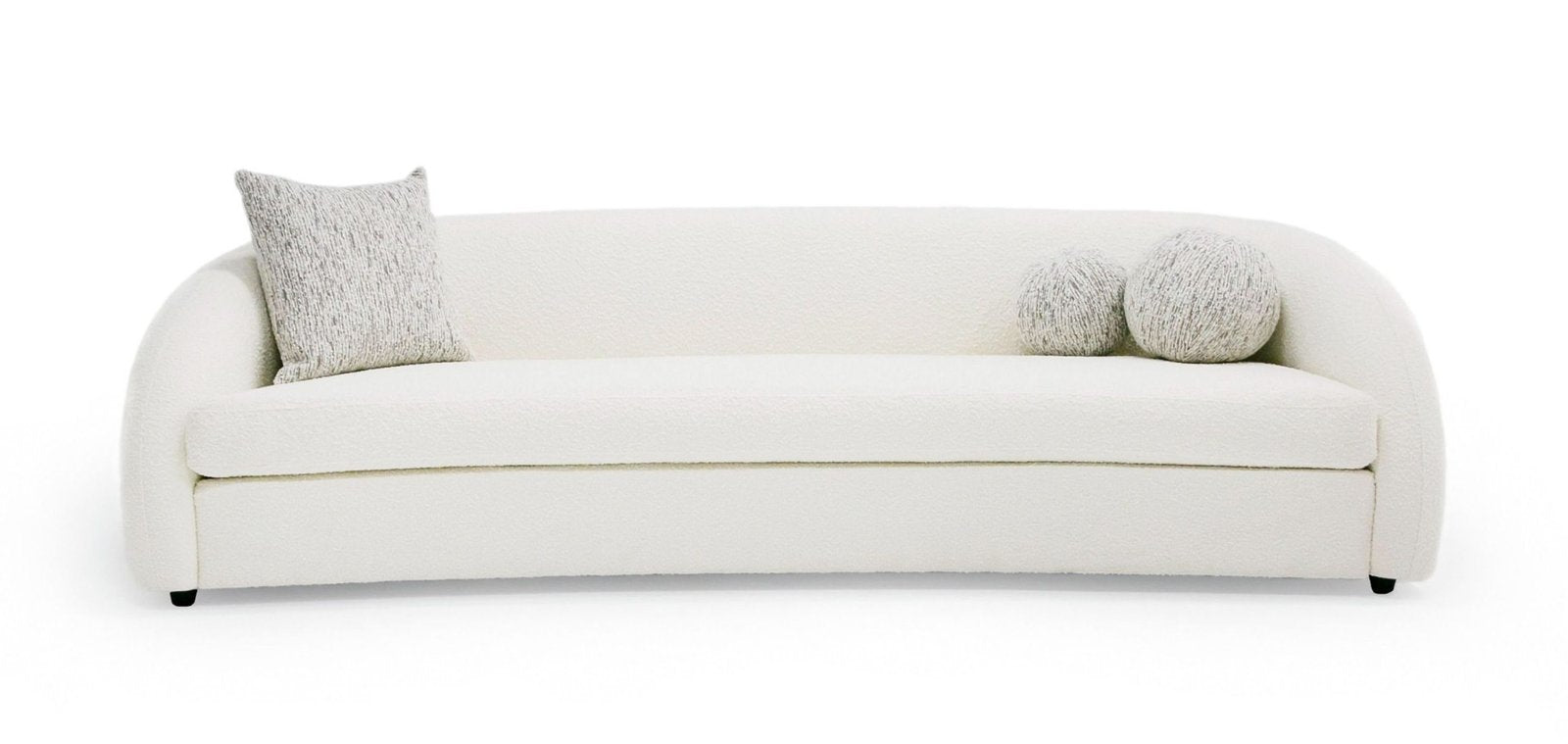 Joana Modern 4-Seater Curved White and Taupe Fabric Sofa