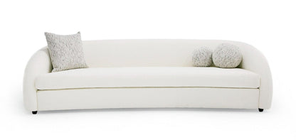 Joana Modern 4-Seater Curved White and Taupe Fabric Sofa