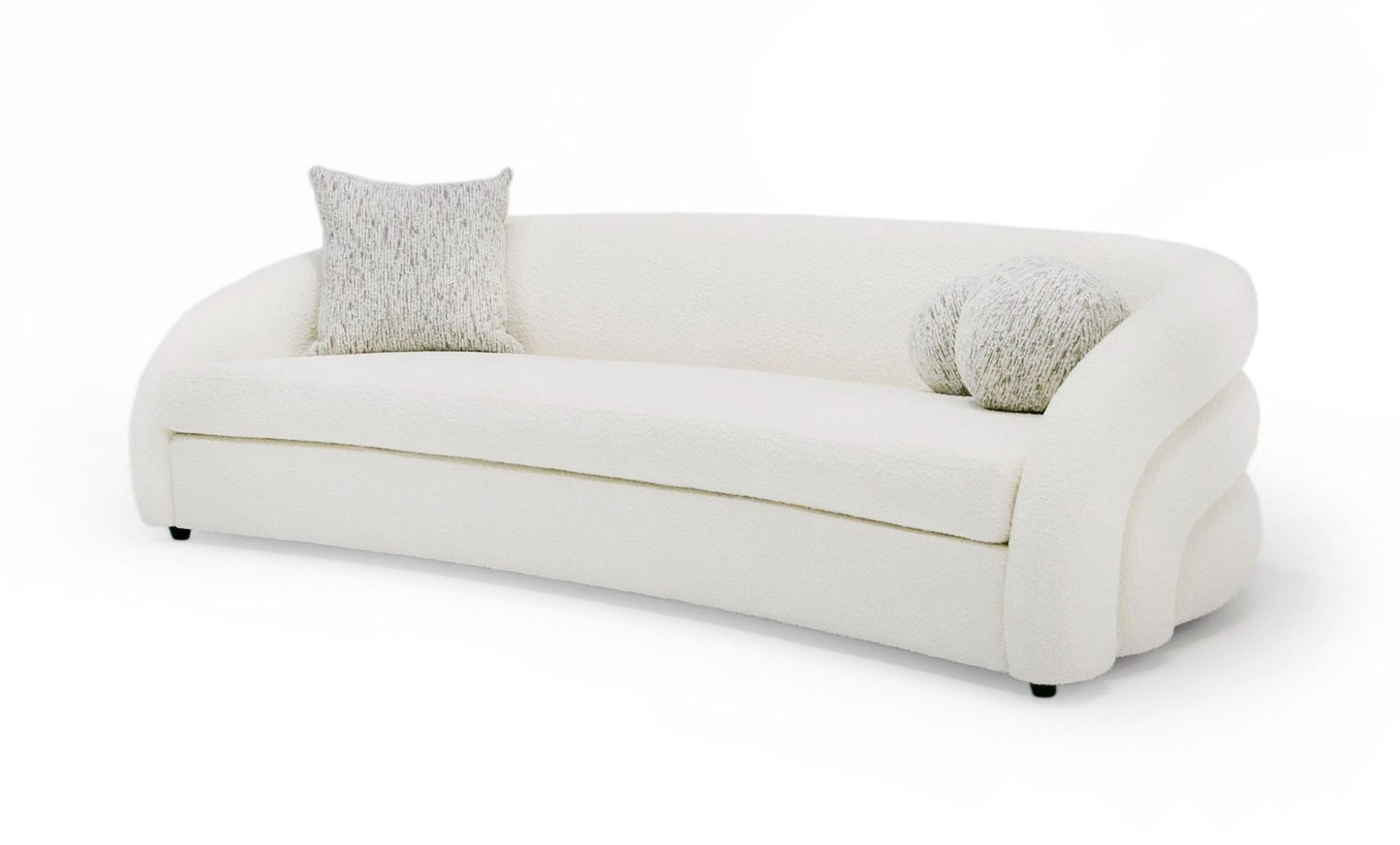 Joana Modern 4-Seater Curved White and Taupe Fabric Sofa
