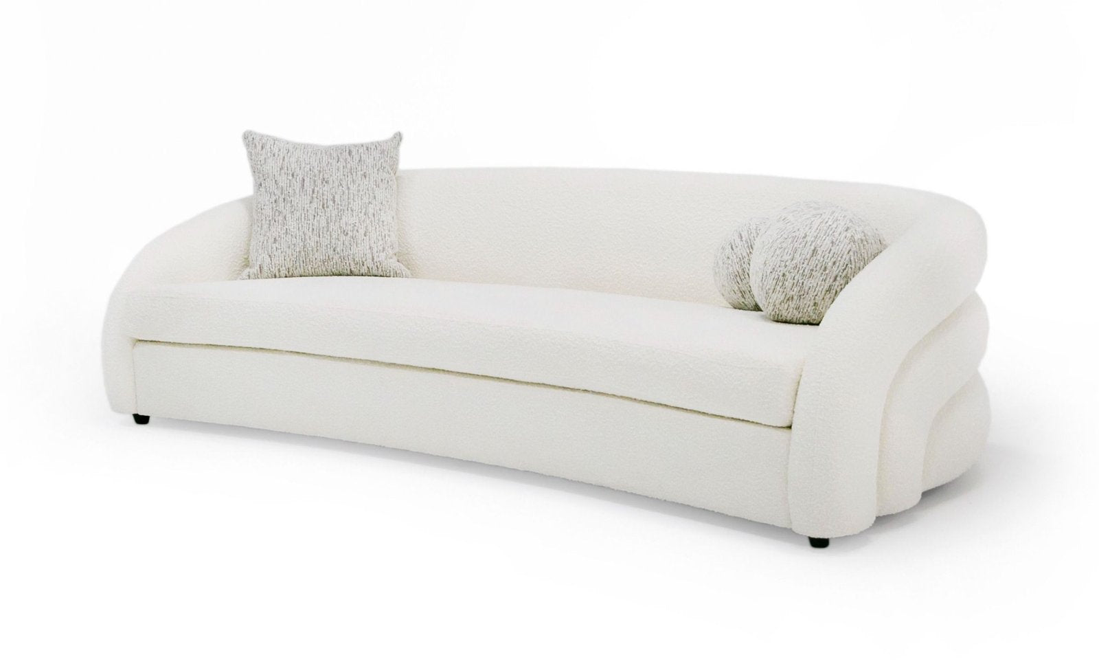 Joana Modern 4-Seater Curved White and Taupe Fabric Sofa