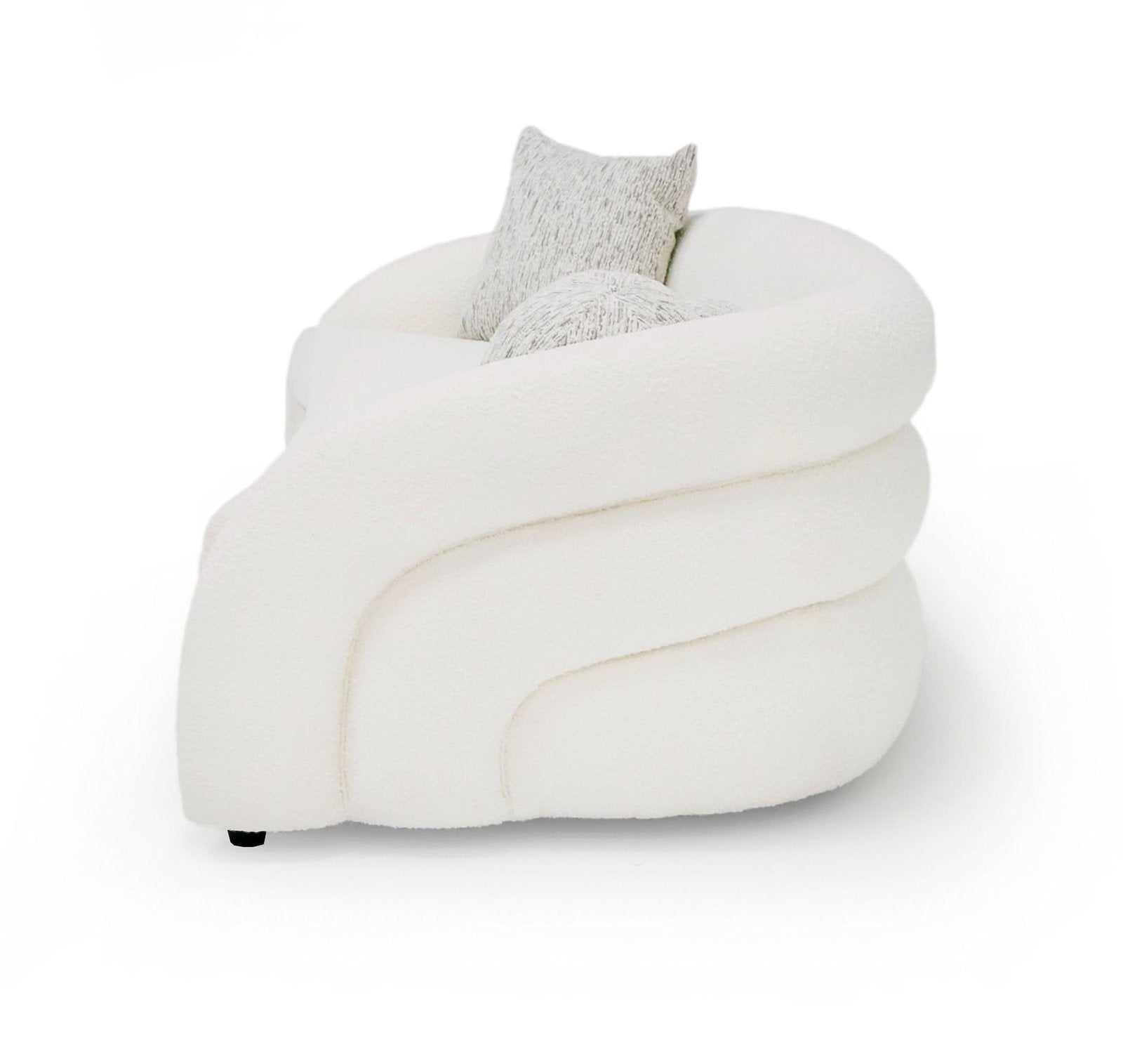 Joana Modern 4-Seater Curved White and Taupe Fabric Sofa