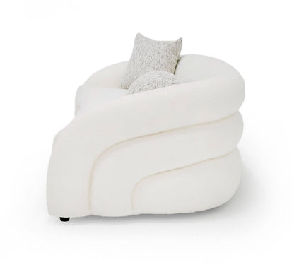 Joana Modern 4-Seater Curved White and Taupe Fabric Sofa