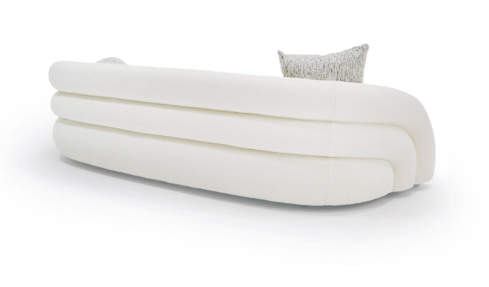 Joana Modern 4-Seater Curved White and Taupe Fabric Sofa