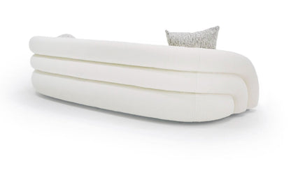 Joana Modern 4-Seater Curved White and Taupe Fabric Sofa