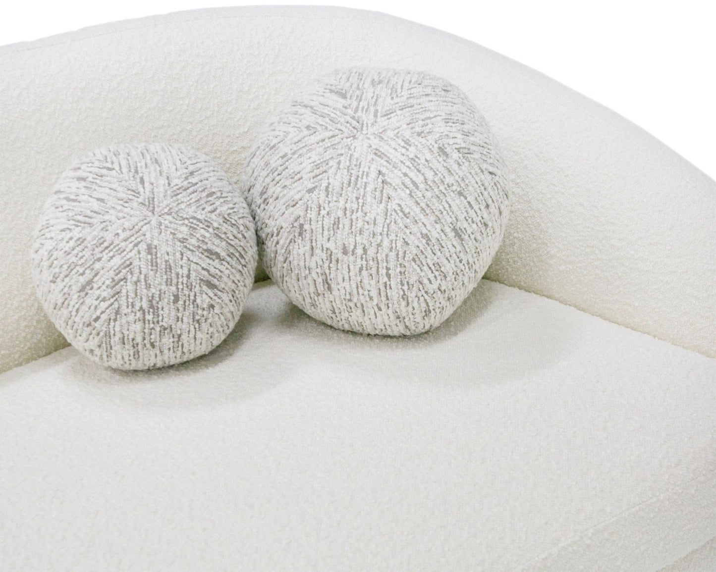 Joana Modern 4-Seater Curved White and Taupe Fabric Sofa