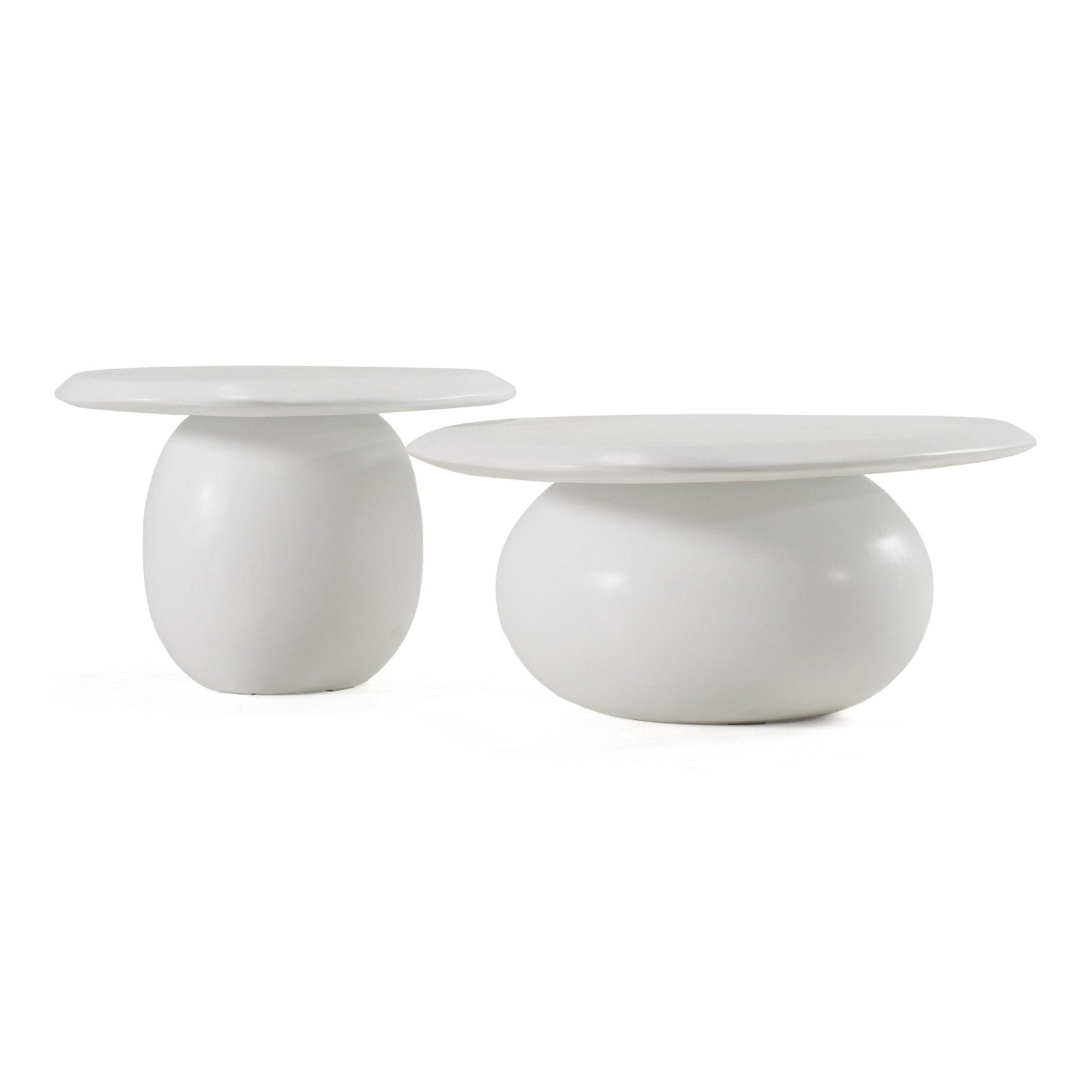 Kalvin - Modern Ivory Concrete Nesting Coffee Table Set