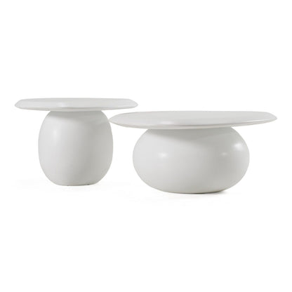 Kalvin - Modern Ivory Concrete Nesting Coffee Table Set