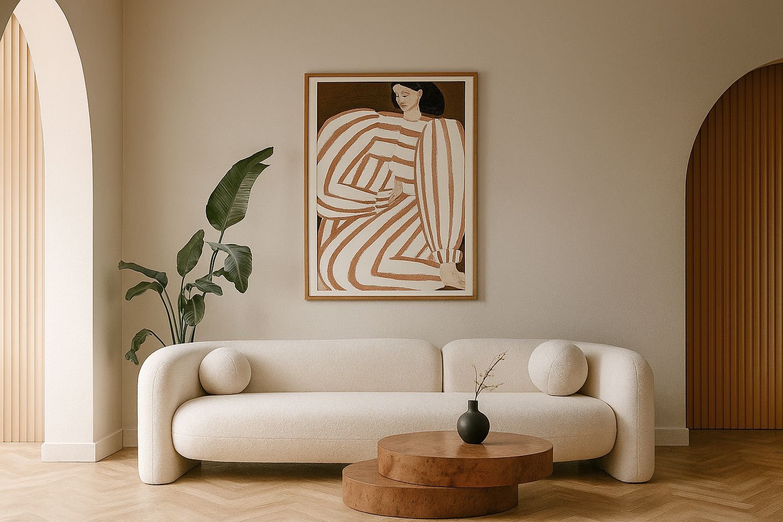 Khan Modern 4-Seater Off White Fabric Sofa