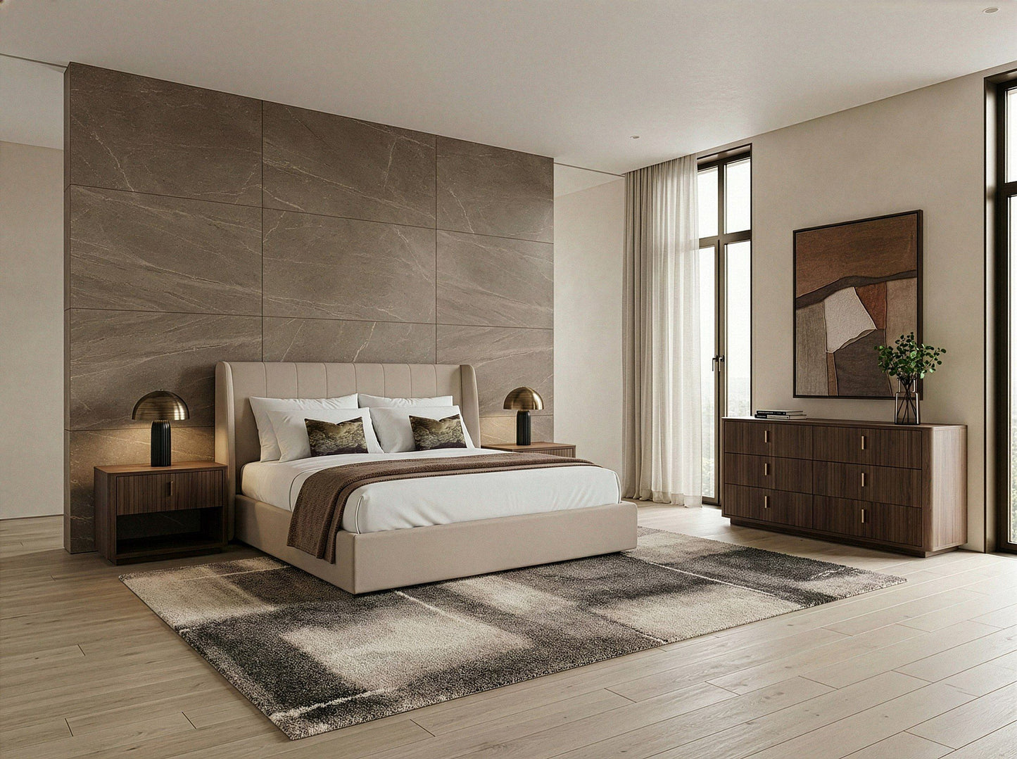 Kiro Modern Tan Fabric Bed