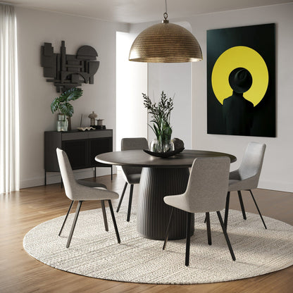 Lander Mid-Century Modern Black Oak Round Dining Table