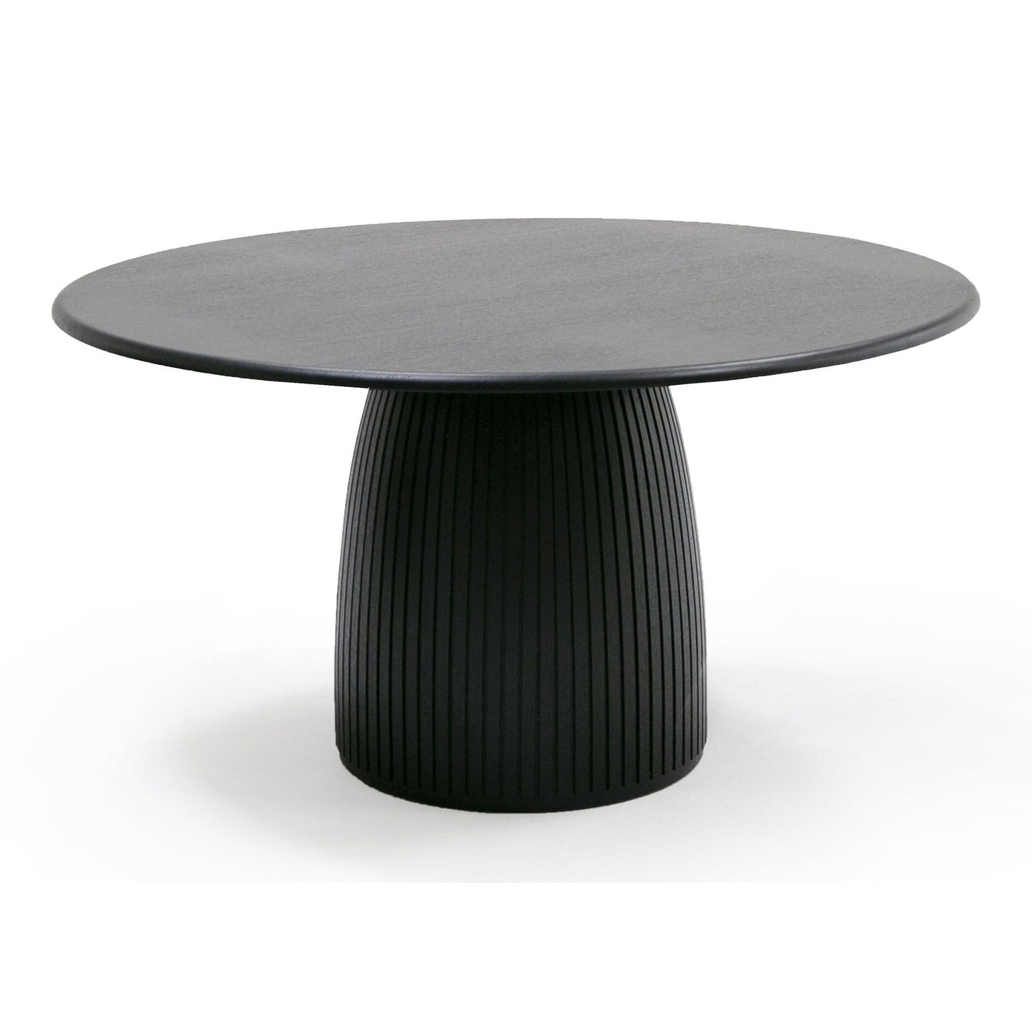 Lander Mid-Century Modern Black Oak Round Dining Table