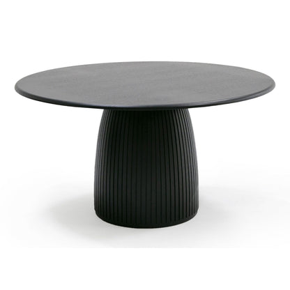 Lander Mid-Century Modern Black Oak Round Dining Table