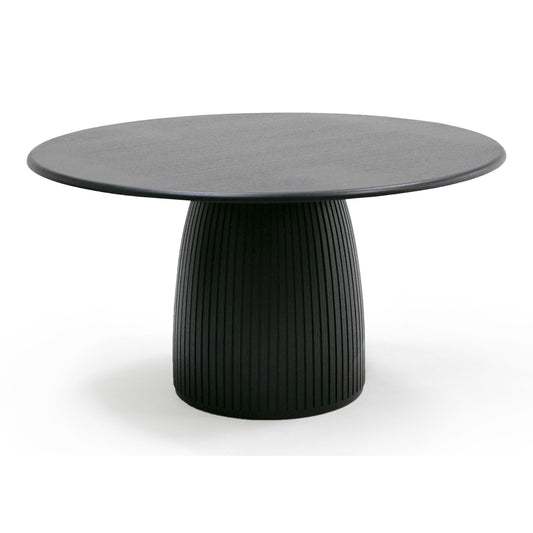Lander Mid-Century Modern Black Oak Round Dining Table