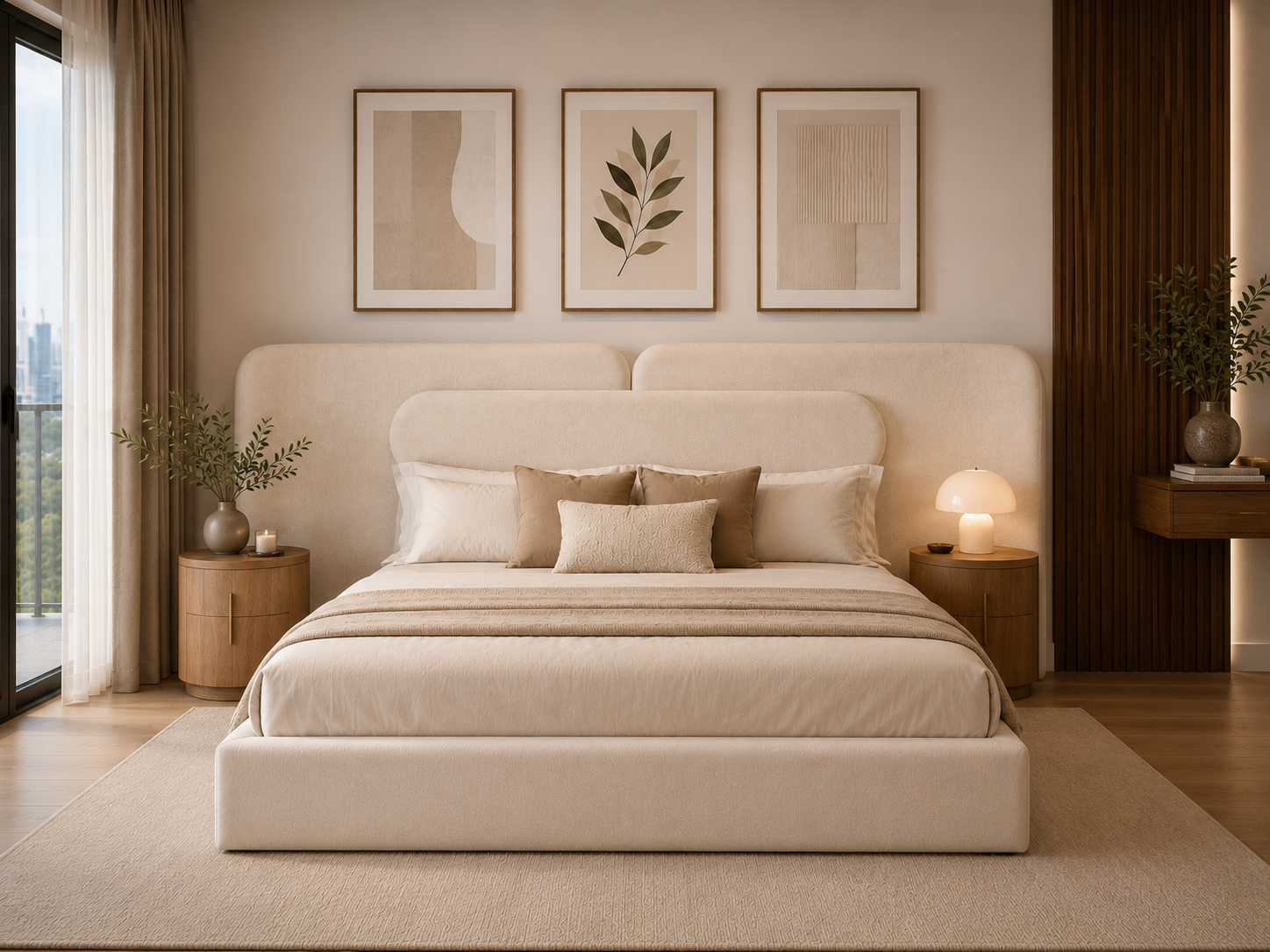Laura Bed Extended custom bed in Sand