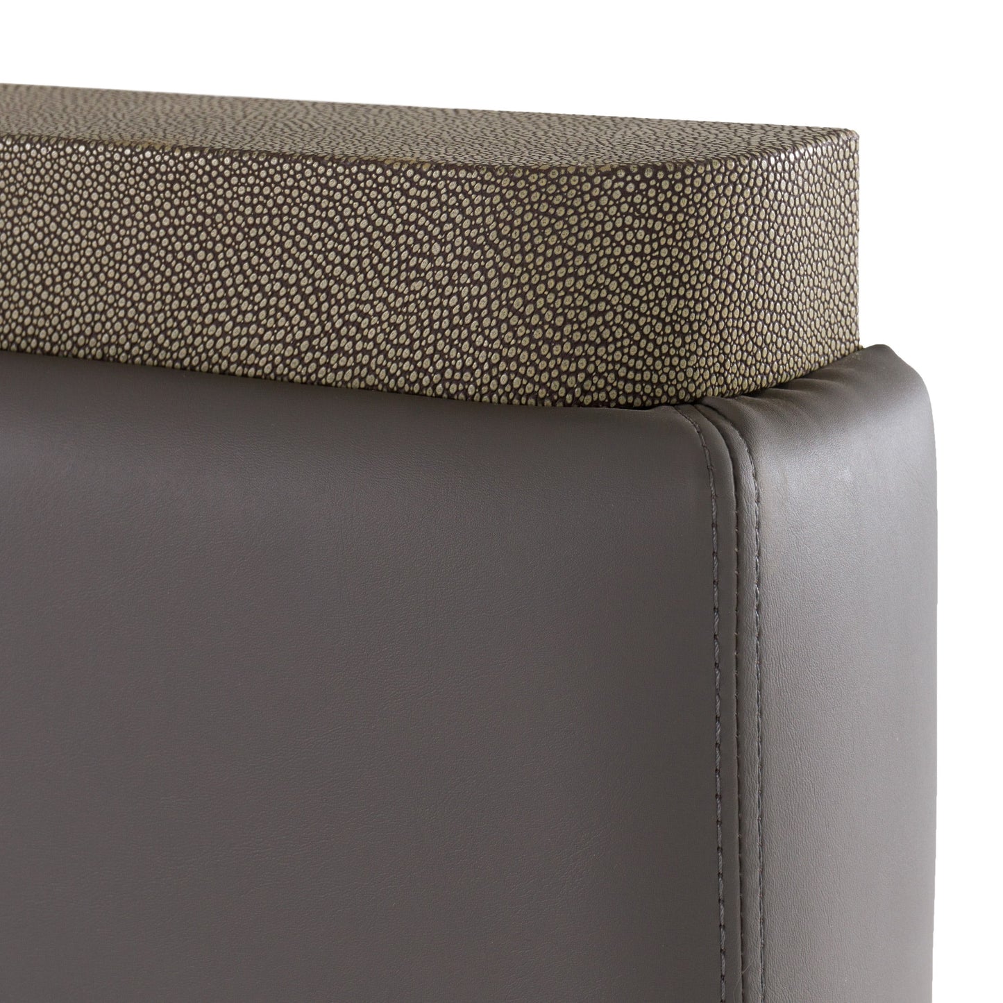 Lois Modern Grey Leather & Beige Shagreen Bed