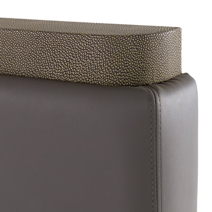 Lois Modern Grey Leather & Beige Shagreen Bed