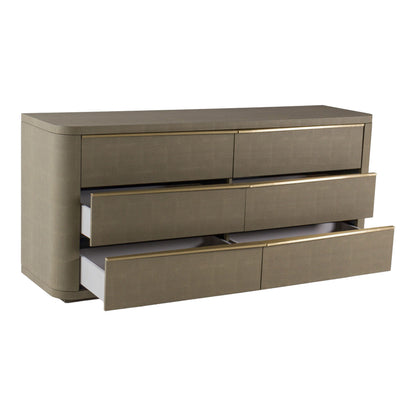 Lois - Modern Beige Shagreen + Brass Dresser