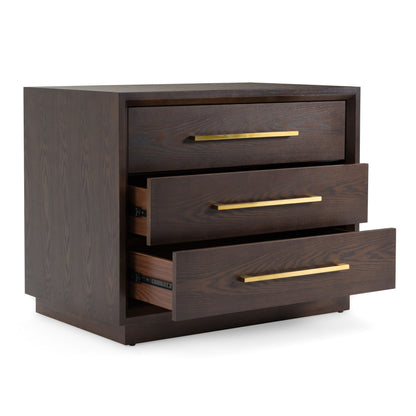Manhattan - Contemporary Brown Oak and Gold Nightstand