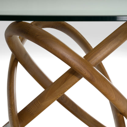 Mason Modern Round Glass & Walnut Dining Table