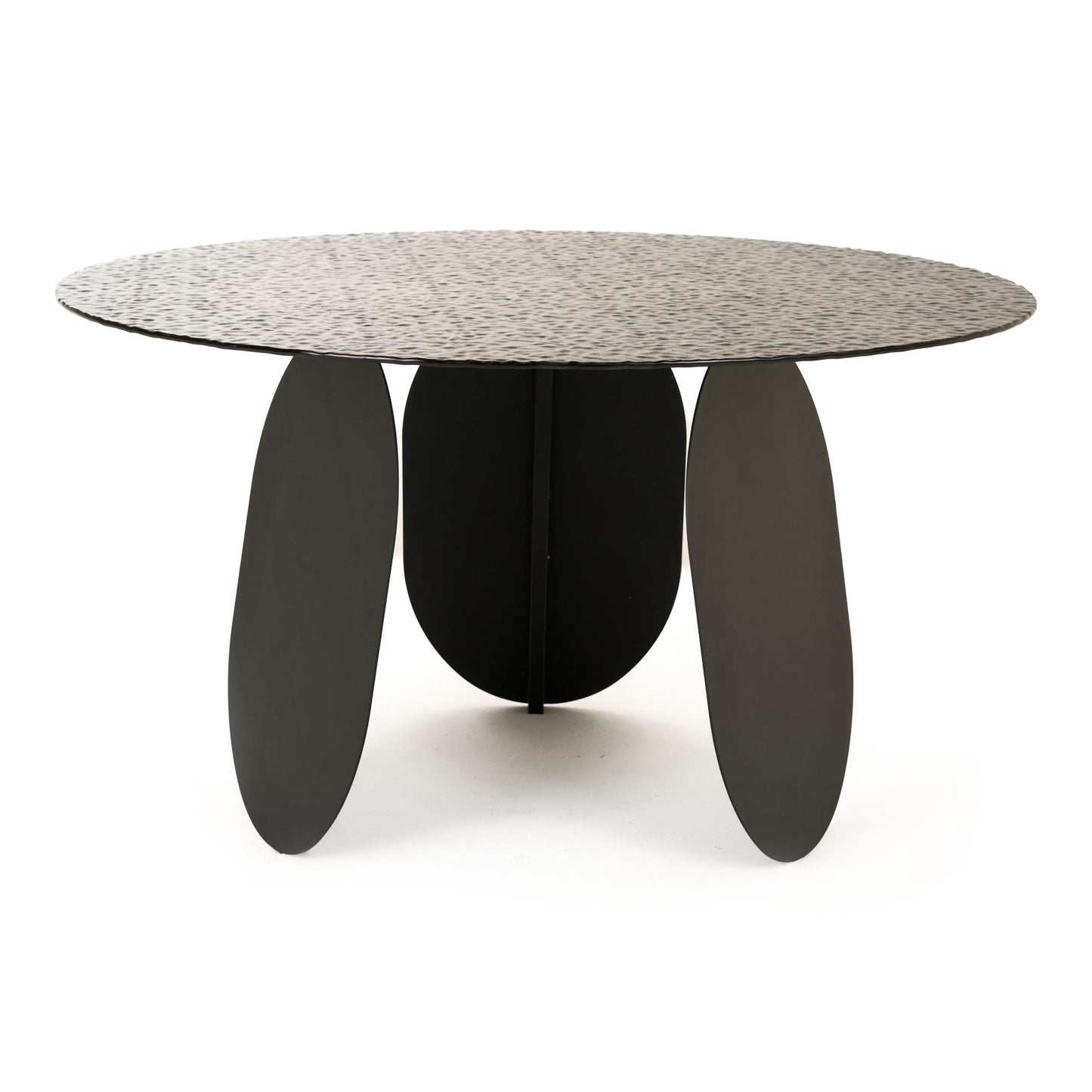 Maxine Modern Hammered Grey Glass Round Dining Table