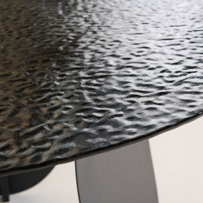 Maxine Modern Hammered Grey Glass Round Dining Table