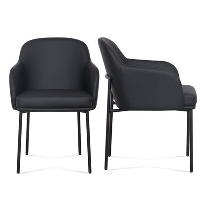 Sydney Performance Vegan Leather Armchair - Set of 2 - Black