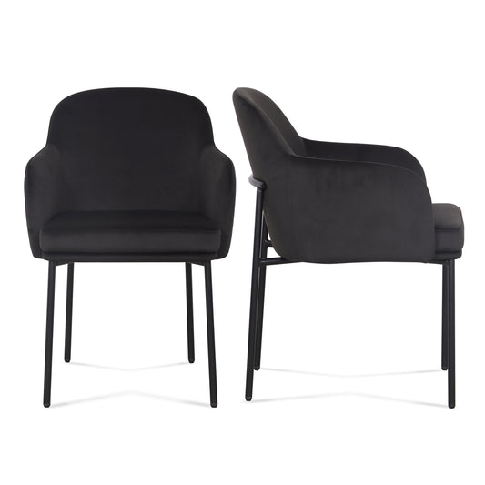 Sydney Performance Velvet Armchair - Set of 2 - Black