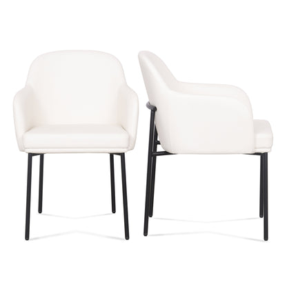 Sydney Performance Vegan Leather Armchair - Set of 2 - Cream