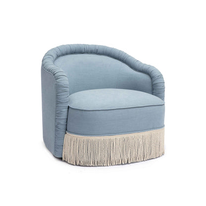 Pamela Tasseled Lounge Accent Chair - Blue