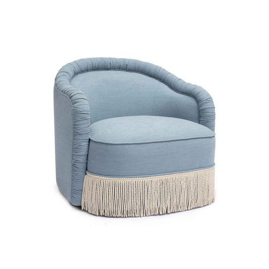 Pamela Tasseled Lounge Accent Chair - Blue