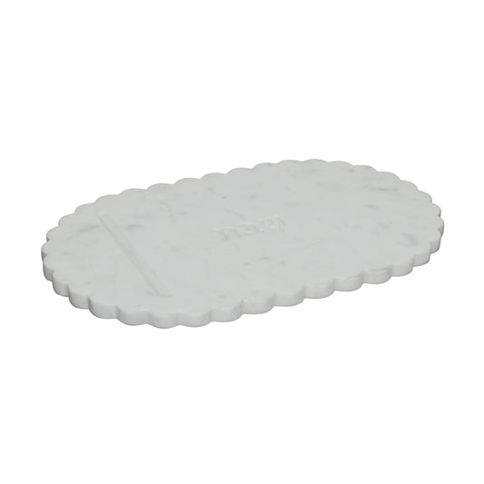 Shabbat Marble Serving Board - White Marble