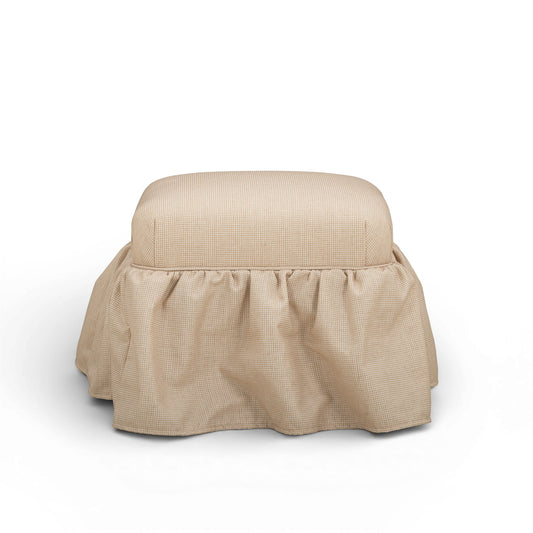 Gertrude Yellow Gingham Performance Linen Skirted Ottoman - Default Variant