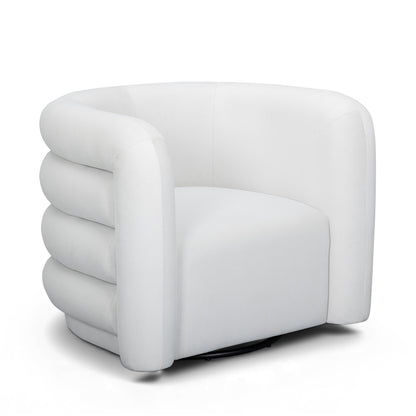 Curves Performance Velvet Swivel Accent Chair - Cream