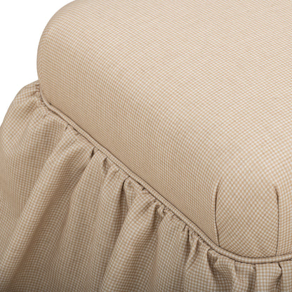 Gertrude Yellow Gingham Performance Linen Skirted Ottoman