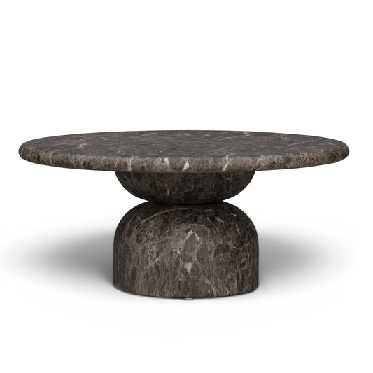 Cynthia 36" Concrete Indoor/Outdoor Coffee Table - Dark Emperador Marble