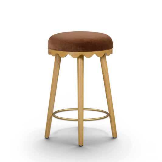 Oodle Performance Vegan Mohair Stool - Bronze / Natural Ash / Counter Height