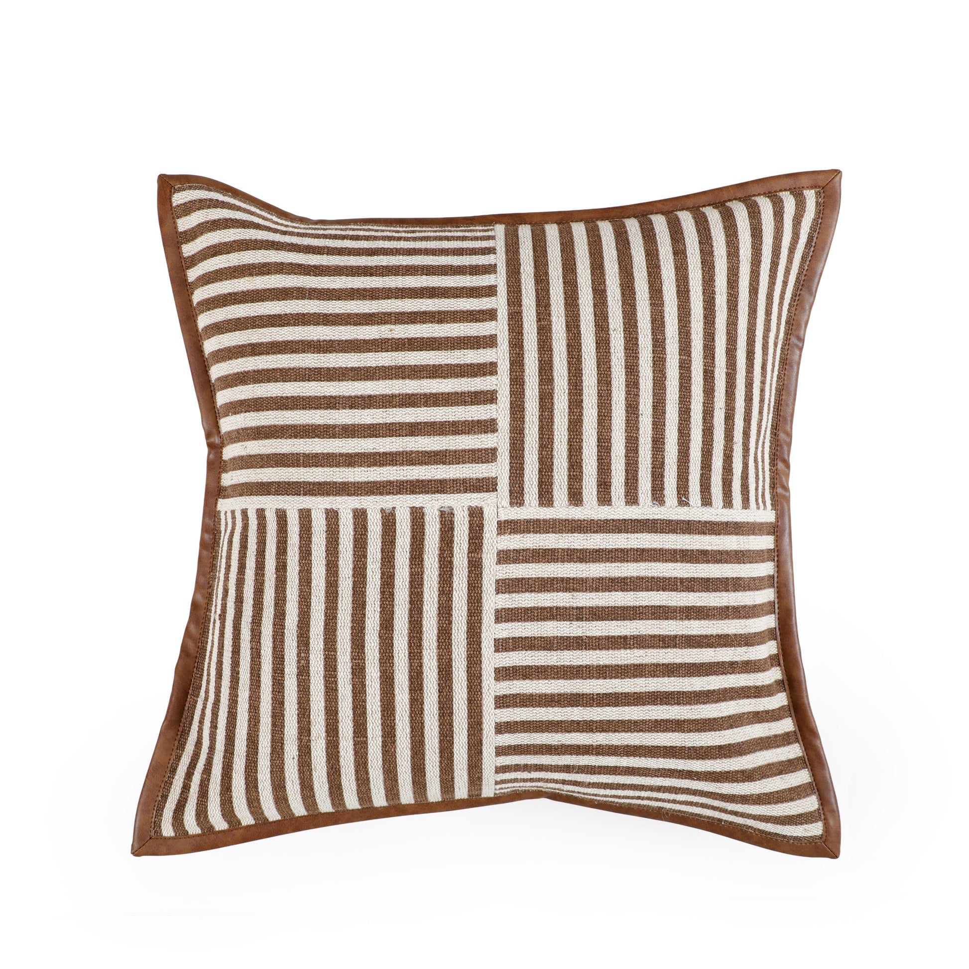 Kora 20" Cotton Jute Contract-Grade Throw Pillow - Brown / Pillow Cover Only
