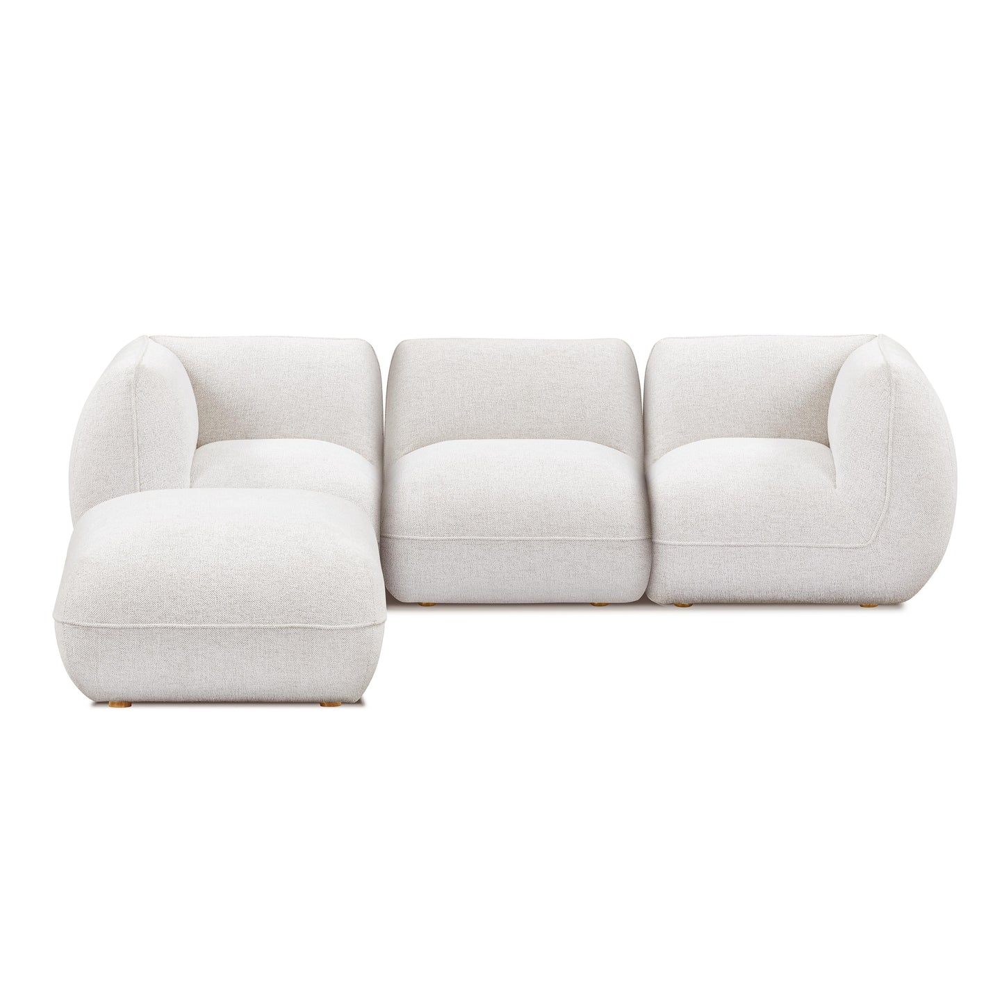 Arezza 4-Piece Stone White Contract-Grade Basketweave Chenille Modular Sectional - Default Variant