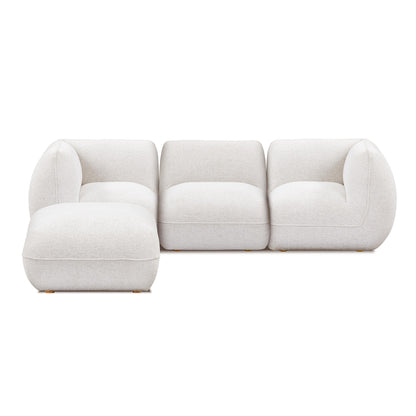 Arezza 4-Piece Stone White Contract-Grade Basketweave Chenille Modular Sectional - Default Variant