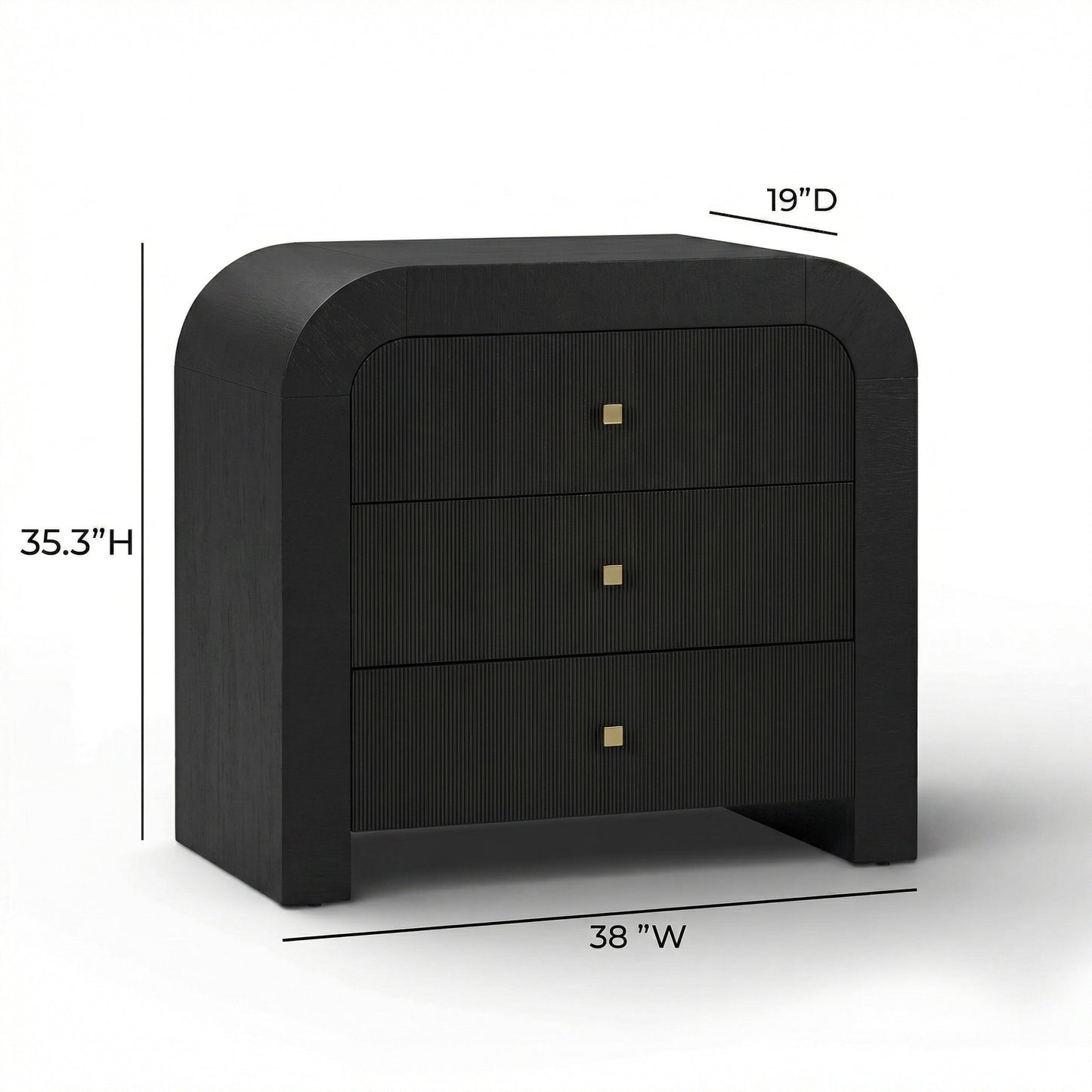 Hump 38" Arched 3-Drawer Bedside Chest