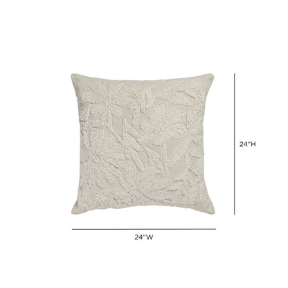 Tabitha 24" Euro Size Square Embroidered Throw Pillow
