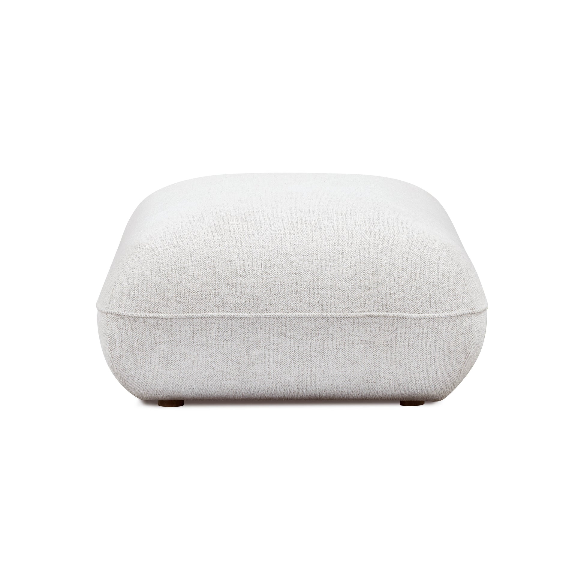 Arezza Stone White Contract-Grade Basketweave Chenille Ottoman - Default Variant