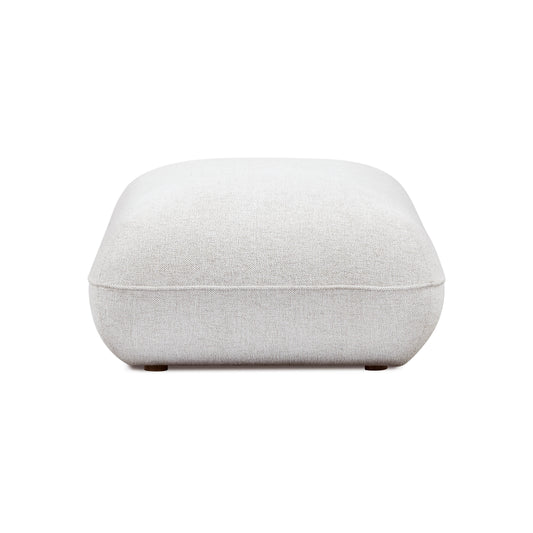 Arezza Stone White Contract-Grade Basketweave Chenille Ottoman - Default Variant